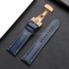 Doppelt genähtes Echtleder Uhrenarmband 20mm 22mm 24mm Armband für Seiko Faltschließe Rindslederband für Omega Uhrenarmband