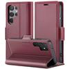 Samsung Galaxy S24 Ultra Case, ERBORD Glossy Litchi, Wallet with Flip, Red