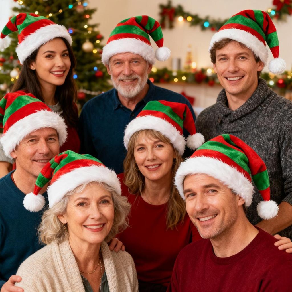 Santa Hat Christmas Red Green Headwear Classic Festive Costume Hats For Adults Men Women Photoshoot Caroling Office Festive