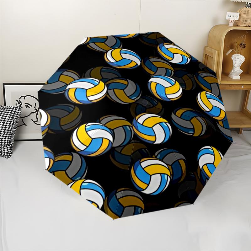 volleyball Theme Automatic Umbrella, Lightweight & Portable, 8 Rib, Perfect for Outdoor Travel, Birthdays, Christmas, Gifts.
