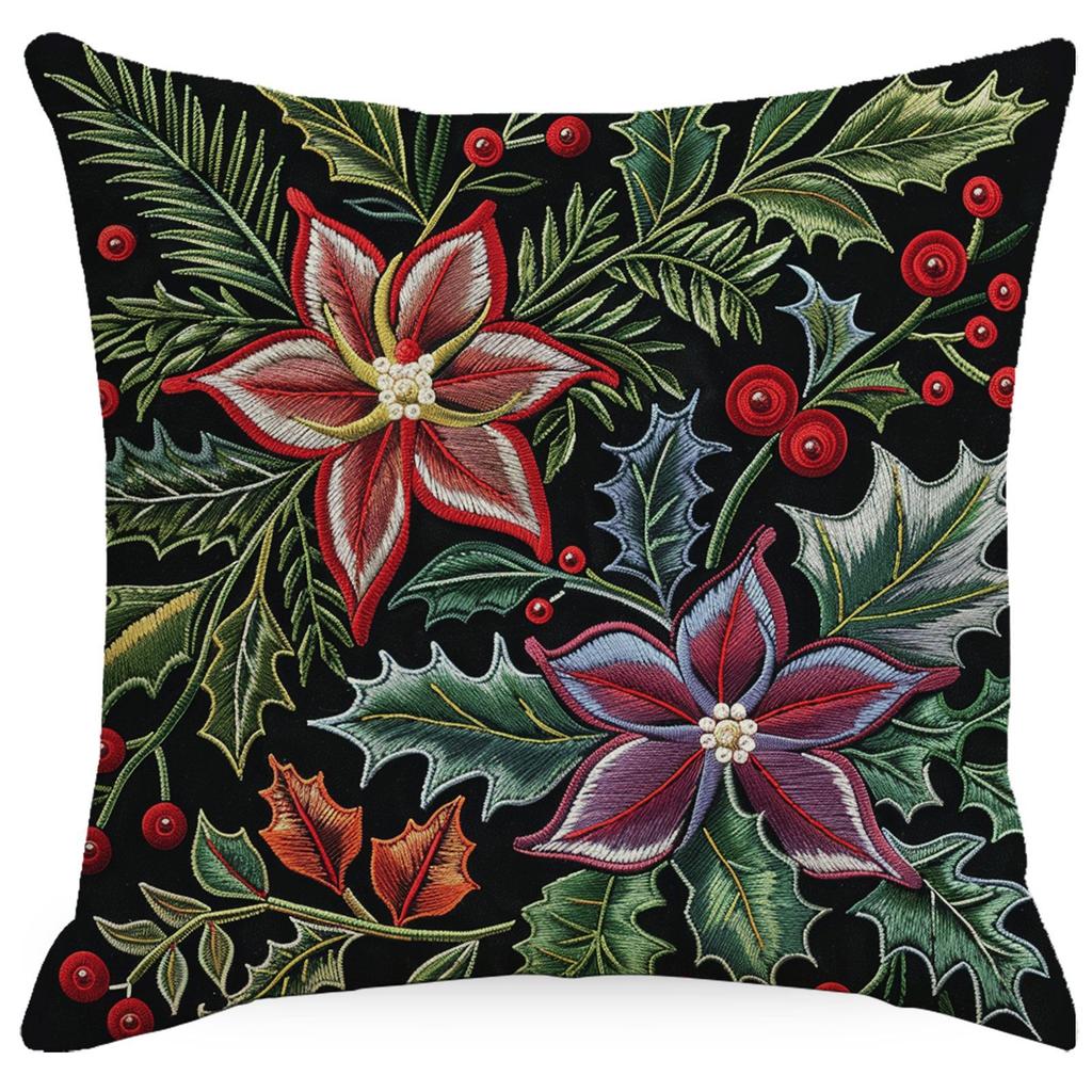 New Christmas Pillowcase Linen Imitation Embroidery Print Classic Christmas Tree Decorative Cushions Cover for Sofa Home Decor