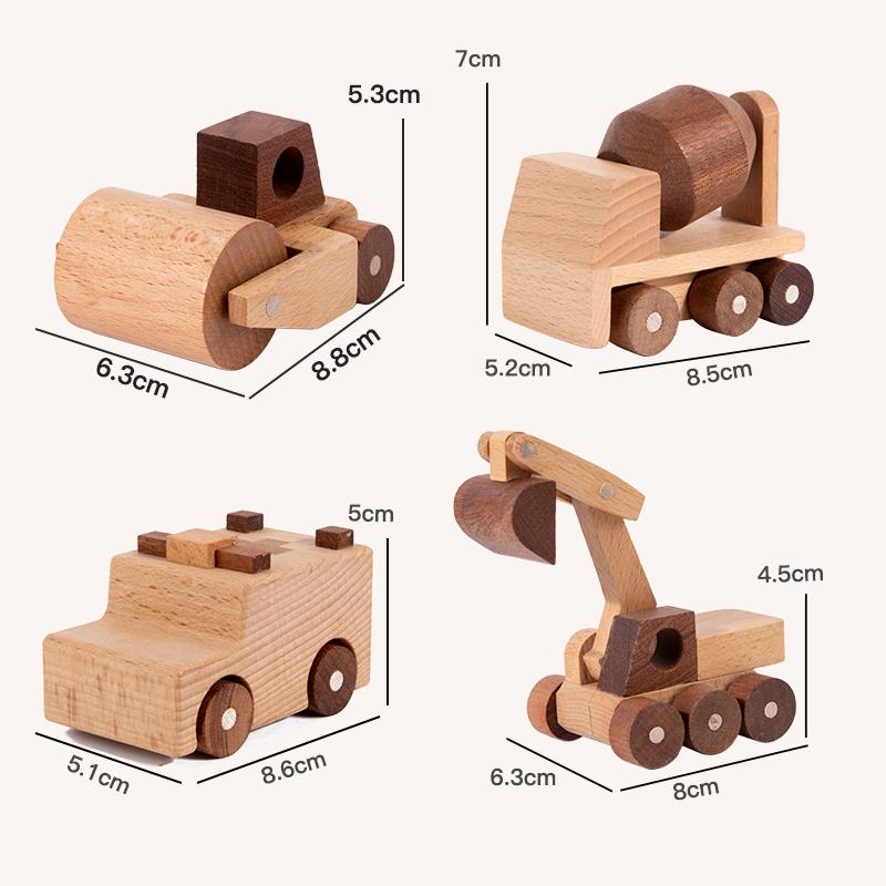 Giocattoli in Legno Legno di Faggio Blocchi Auto Escavatore Cartone Animato Giocattoli Educativi Montessori Ambulanza per Bambini Auto della Polizia Regalo di Compleanno
