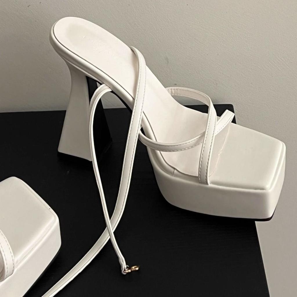 Fashion Catwalk High Heels Summer Waterproof Table Cross-strap Rear Empty Open-toe Platform High-heeled Sandals