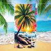 Asciugamano da Spiaggia con Stampa di Capanna Tropicale e Alberi di Cocco, Asciugamano Extra Large Anti-Sabbia per Adulti, Uso in Piscina e Campeggio