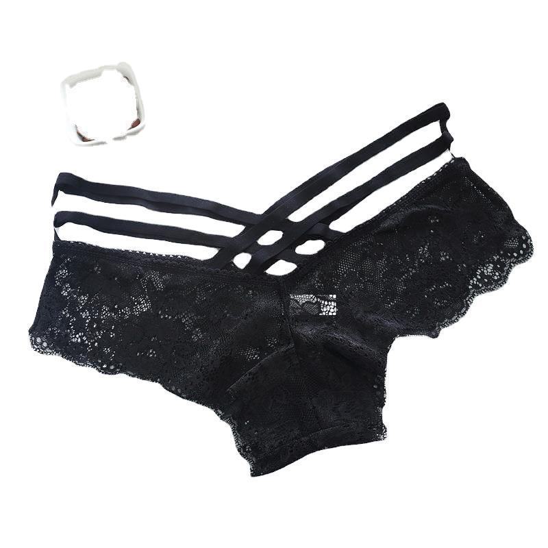 Sexy, durchsichtiger Jacquard-Slip mit hohlen Rosen für Damen in großer Größe mit dünnem, überkreuztem Gürtel – Stil 8033