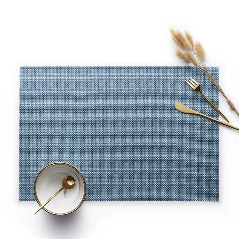 Simple Square Woven Imitation Linen Placemat Insulated Western Food Placemat PVC Anti-scalding and Waterproof Table Mat