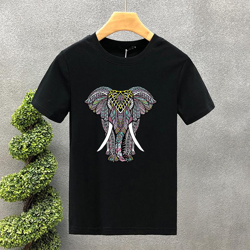 2yk Luxury Brand Design For Men's T-shirt Cotton High Quality Elephant Printing Summer Tees Brand Tops Unisex Oversized S-7XL