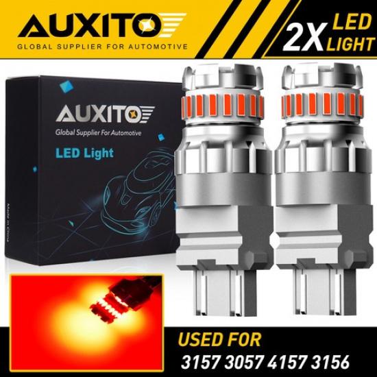 2X AUXITO 3157 3457 LED Brake Light Bulb Red Tail Stop Strobe Blinking Flash 2F3