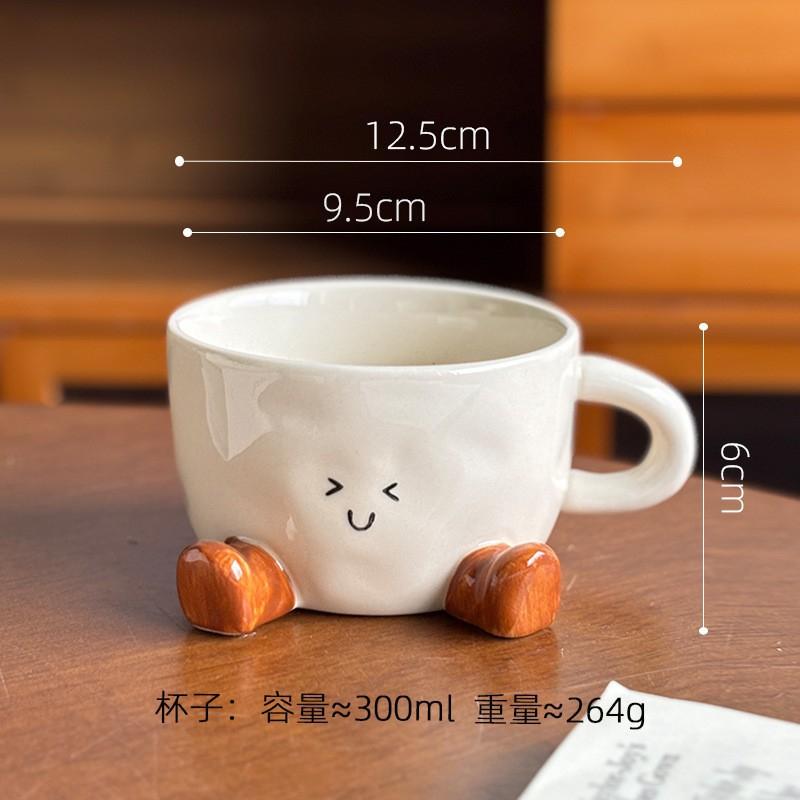 Keramik Süße Lächelnde Füße Kaffeetasse Cartoon Home Office Latte Mokka Heißer Kakao Party Familienbecher Geburtstag Feiertagsgeschenk