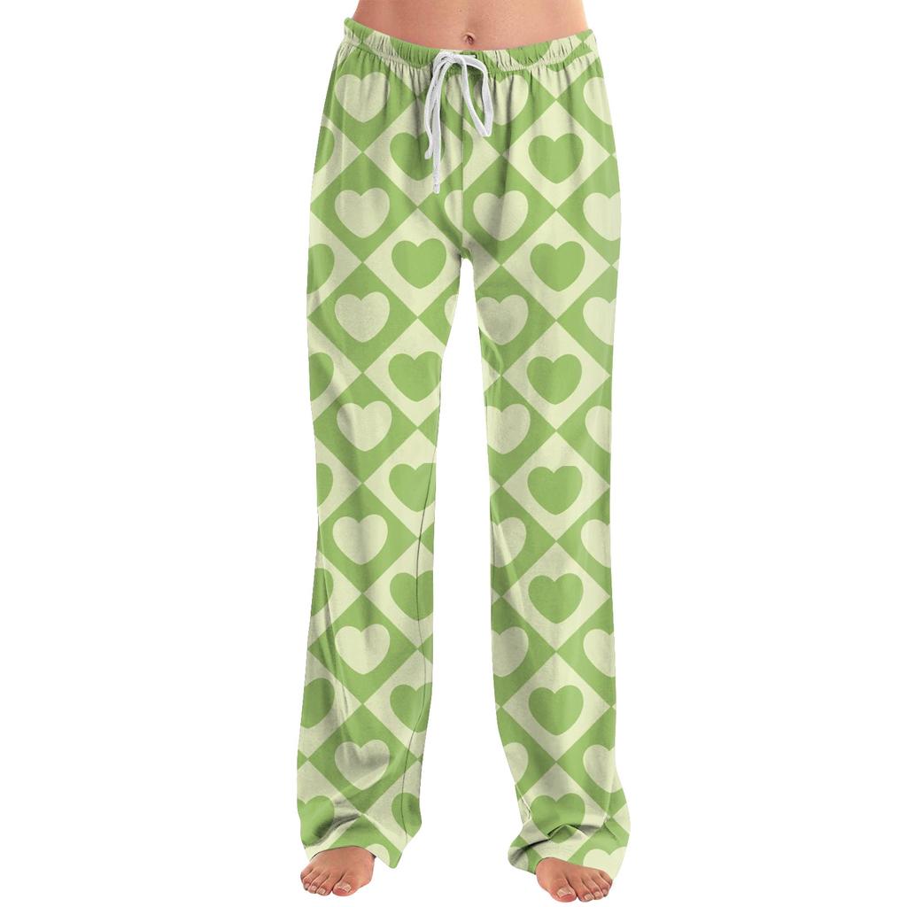 Womens Pajama Pants Sleepwear Casual Drawstring Elastic Waist Pants Comfy Straight Yoga Loose Trousers