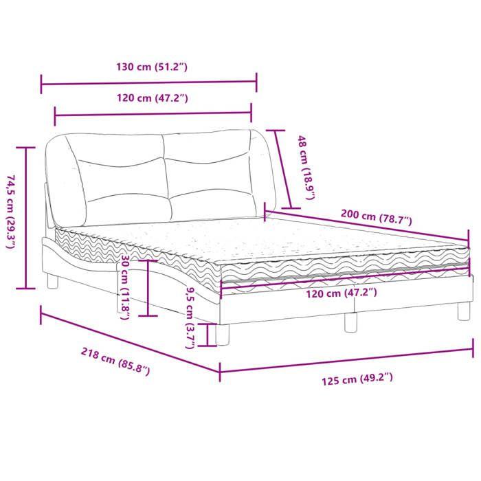 VidaXL Lit avec matelas blanc 120x200 cm similicuir 3208711