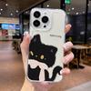 Cute Wind Simple Black Cat iPhone17ProMax Mobile Phone Case Apple 16Pro Soft Case 13 Transparent Protective Case