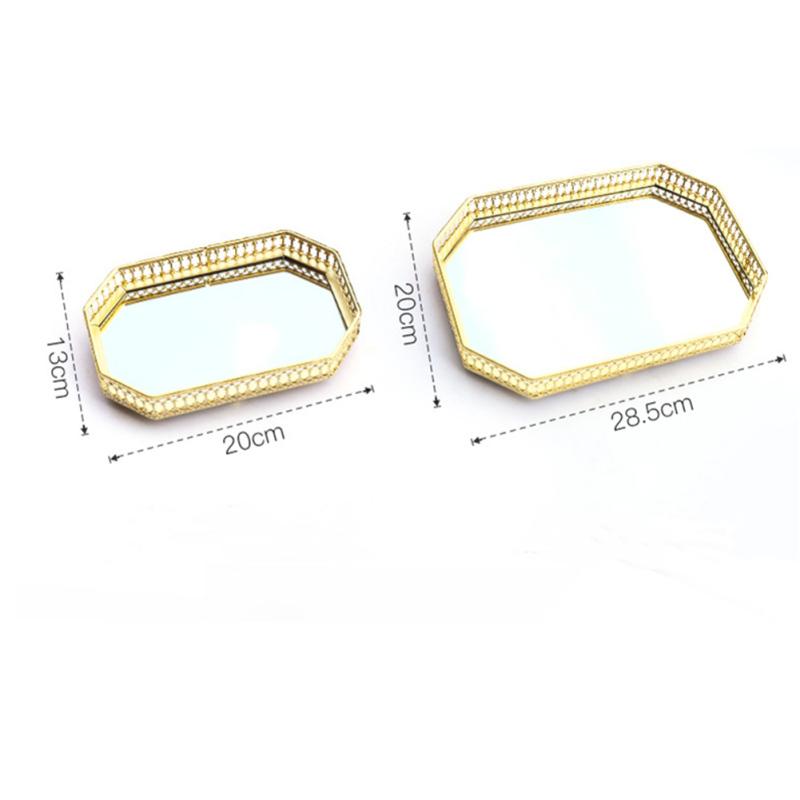 Nordic Luxus Stil Ablage Rechteckige Glas Spiegel Tablett Für Wohnzimmer Haushalt Metall
