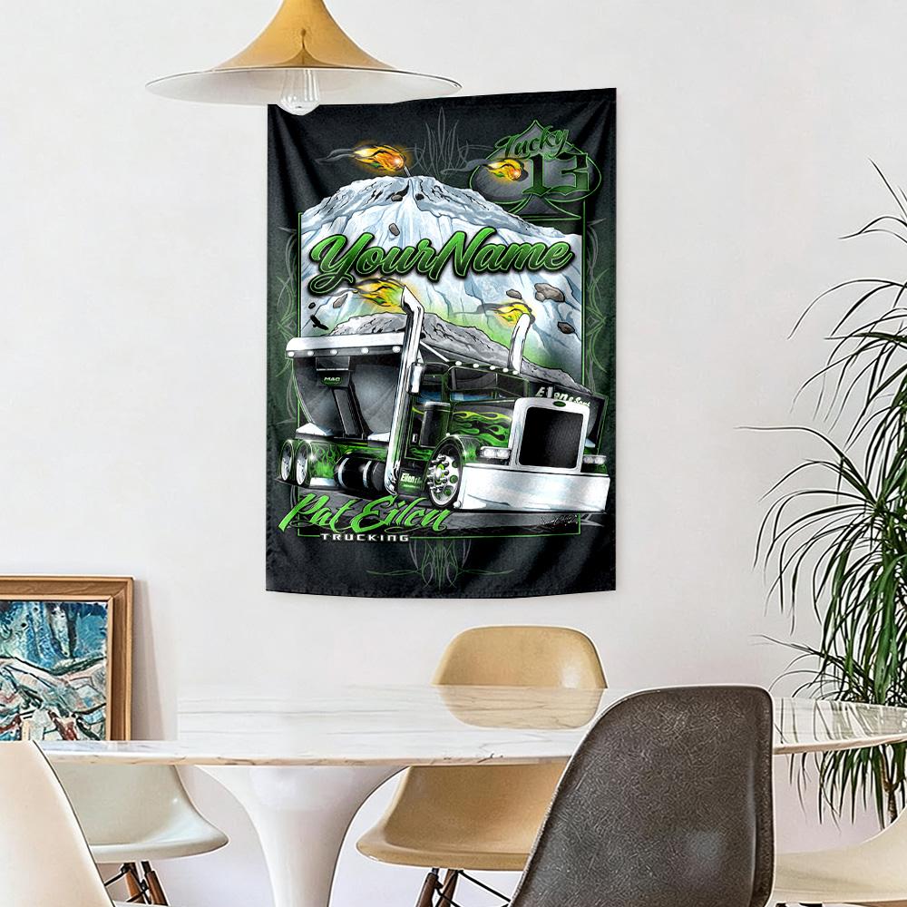 Peterbilt Heavy Trucks Custom Your Name Wall Decor Tapestry Art For Pet Memorial Birthdaywedding Party Backdrop Family Gift