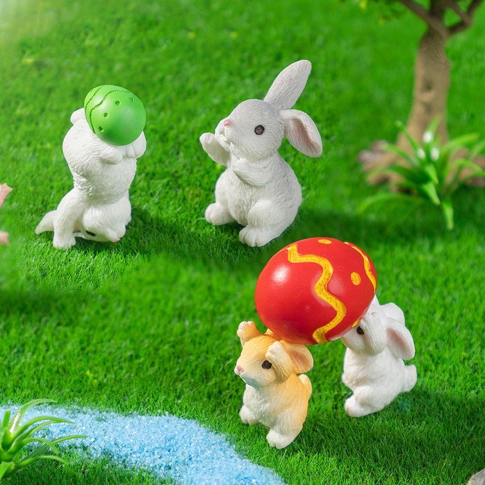 Multicolor Miniature Knickknacks Resin Cartoon Buuny Statue  Bonsai Ornament