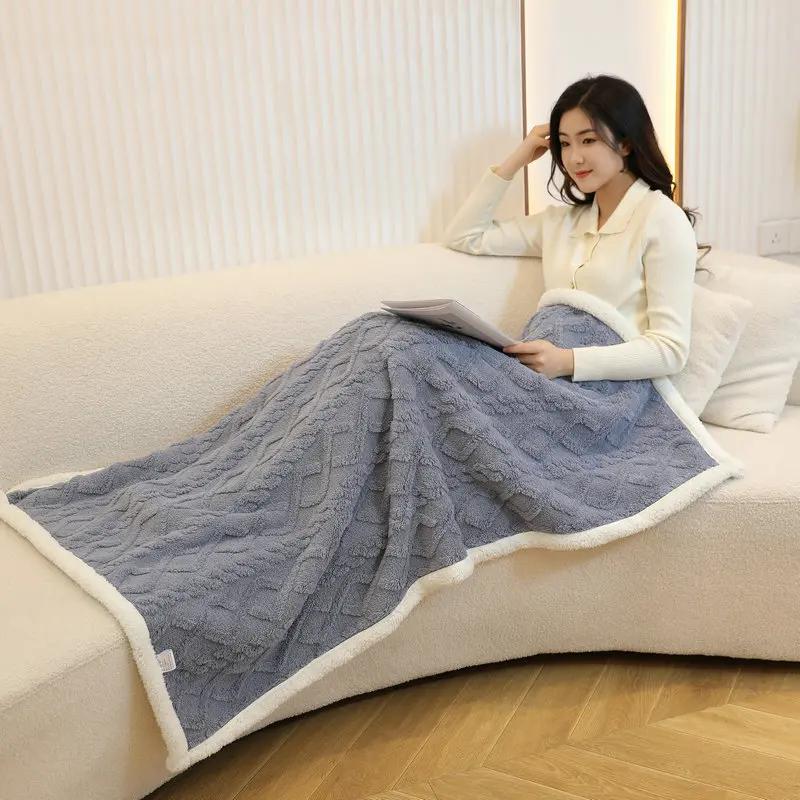 Nordic Style Tafuru Shawl Winter Blanket Office Lunch Wool Knee Blanket Home Sofa Air Conditioning Multifunction Field Camping