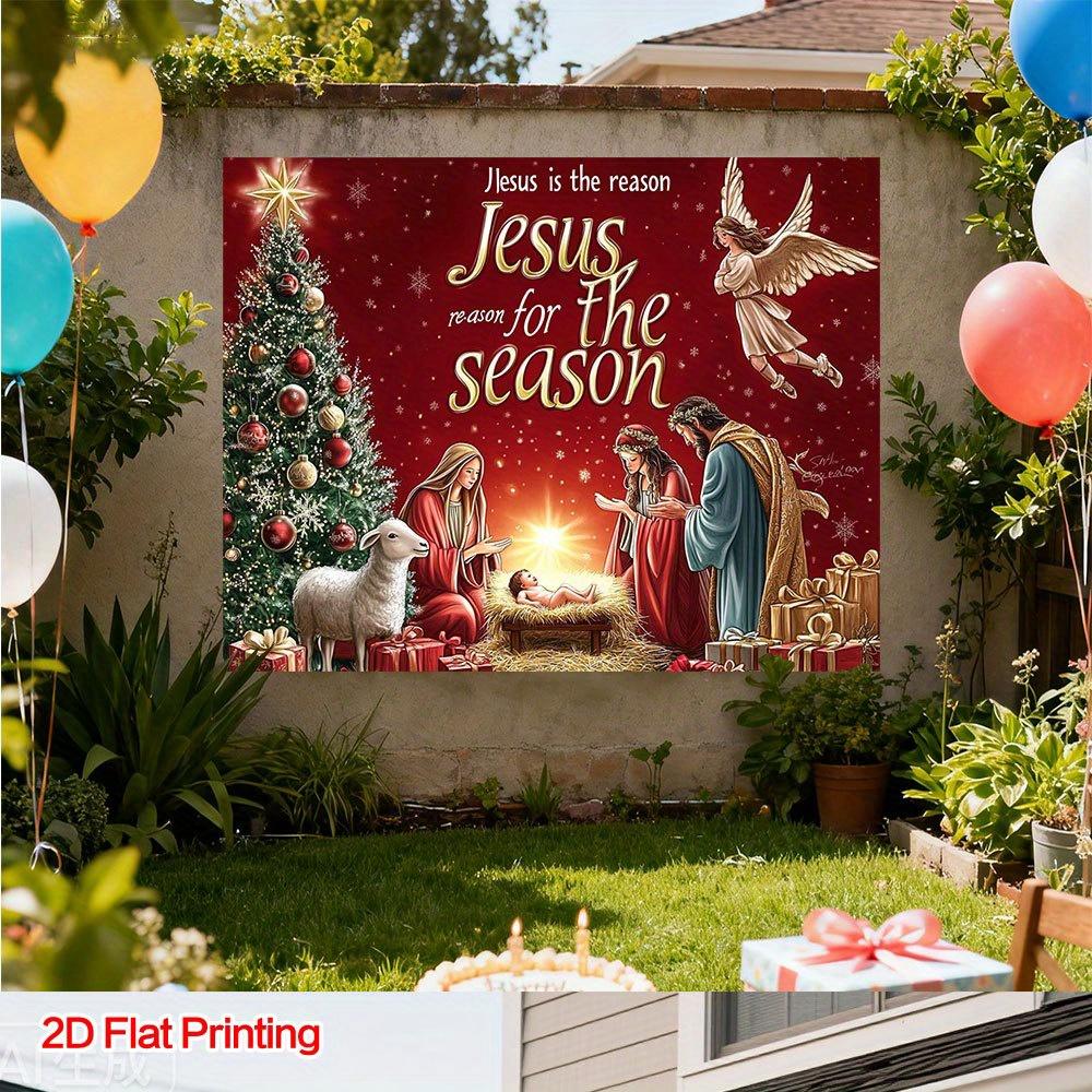 1Pcs Nativity Christmas Scene Painting Decoration Background Winter Backdrop For Photo Studio Photo Booth Party