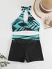 2024 Women's European & American Print Crisscross Halter Bikini Swimsuit