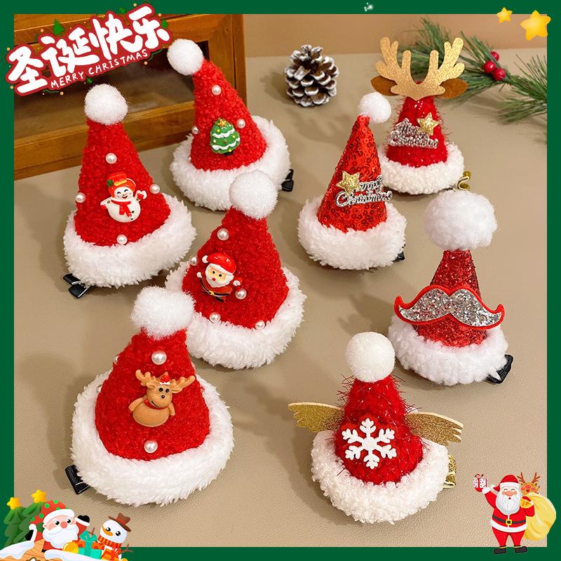 2025 Christmas Reindeer Antler Scrunchies & Bow Hair Clips - Cute Party Accessories for Kids