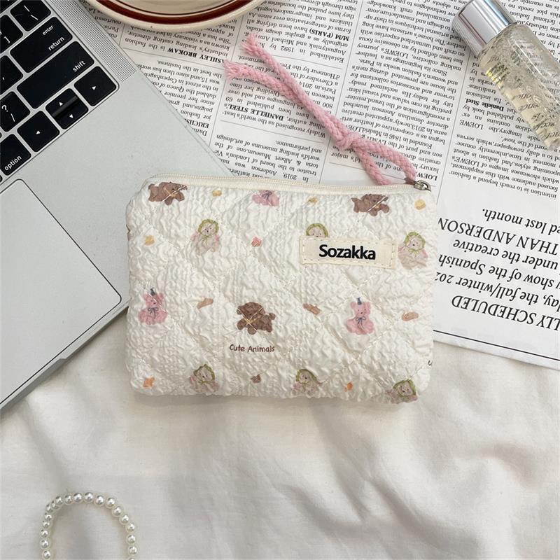 Sweet Cute Animal Floral Quilted Padded Portable Sanitary Napkin Storage Bags Coin Purse Cosmetic Bags Card Packs Key Bags Gifts