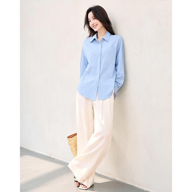 Spring New OL Shirt Stacked Shirt Top Women's Commuter Professional Long Sleeve Shirt
