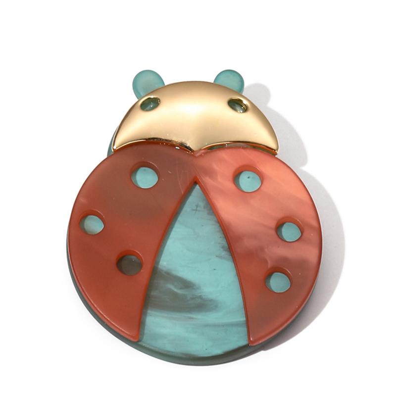 SKEDS Cute Acrylic Ladybug Cartoon Brooch Pin For Women Girls High Quality Student Bag Accessories Insect Series Badges Pins