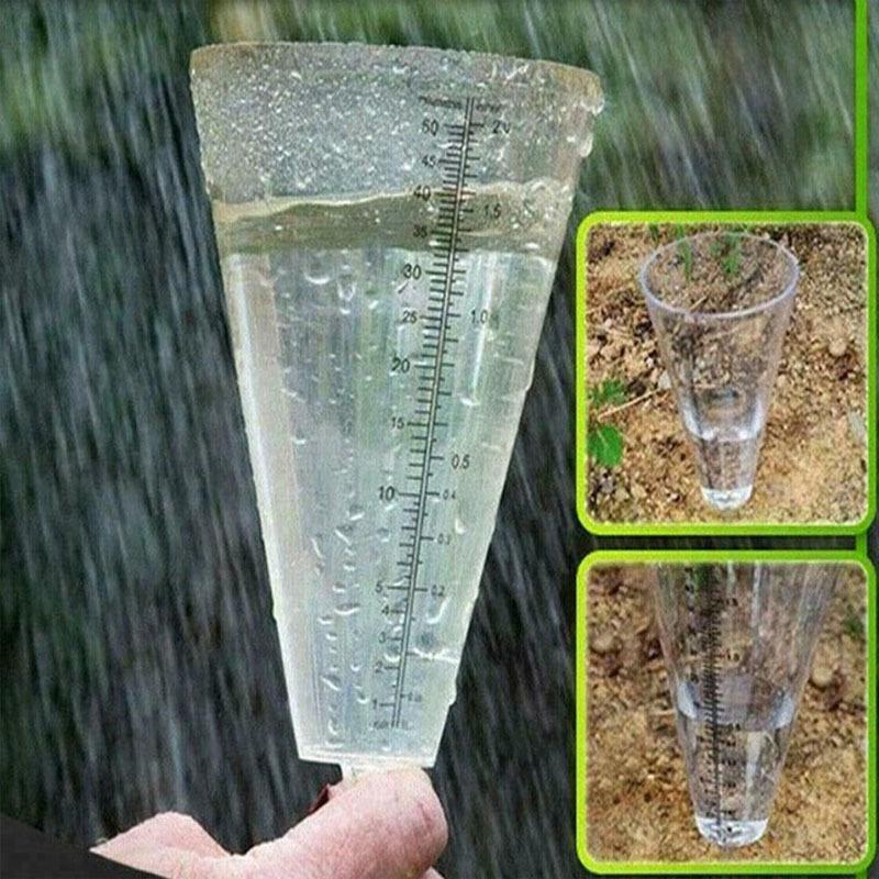 Conical Ground Insert Rain Gauge Transparent White Color Outdoor Gardening Tool