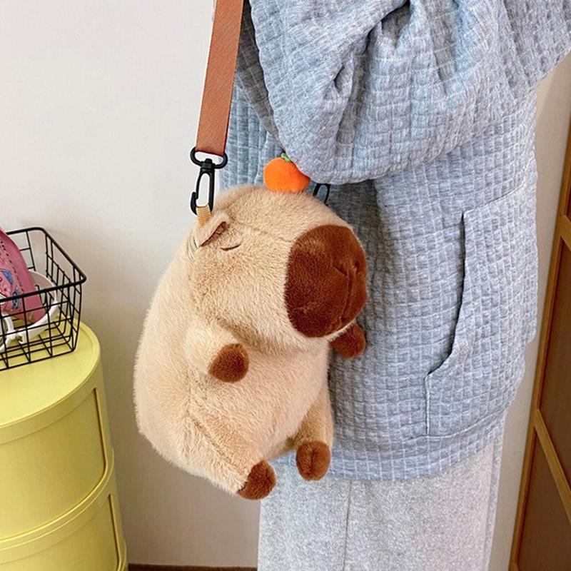 Cute  Capybara Plush Backpack Large Capacity Capybara Crossbody Bag Handbag Soft Capybara School Bag For Girls Birthday Gifts