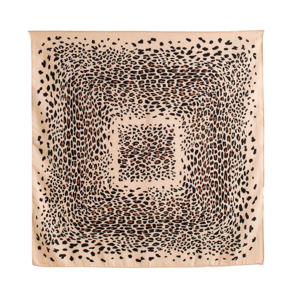 French retro leopard print silk scarf neck scarf simulation silk foreign style versatile temperament square scarf female live broadcast