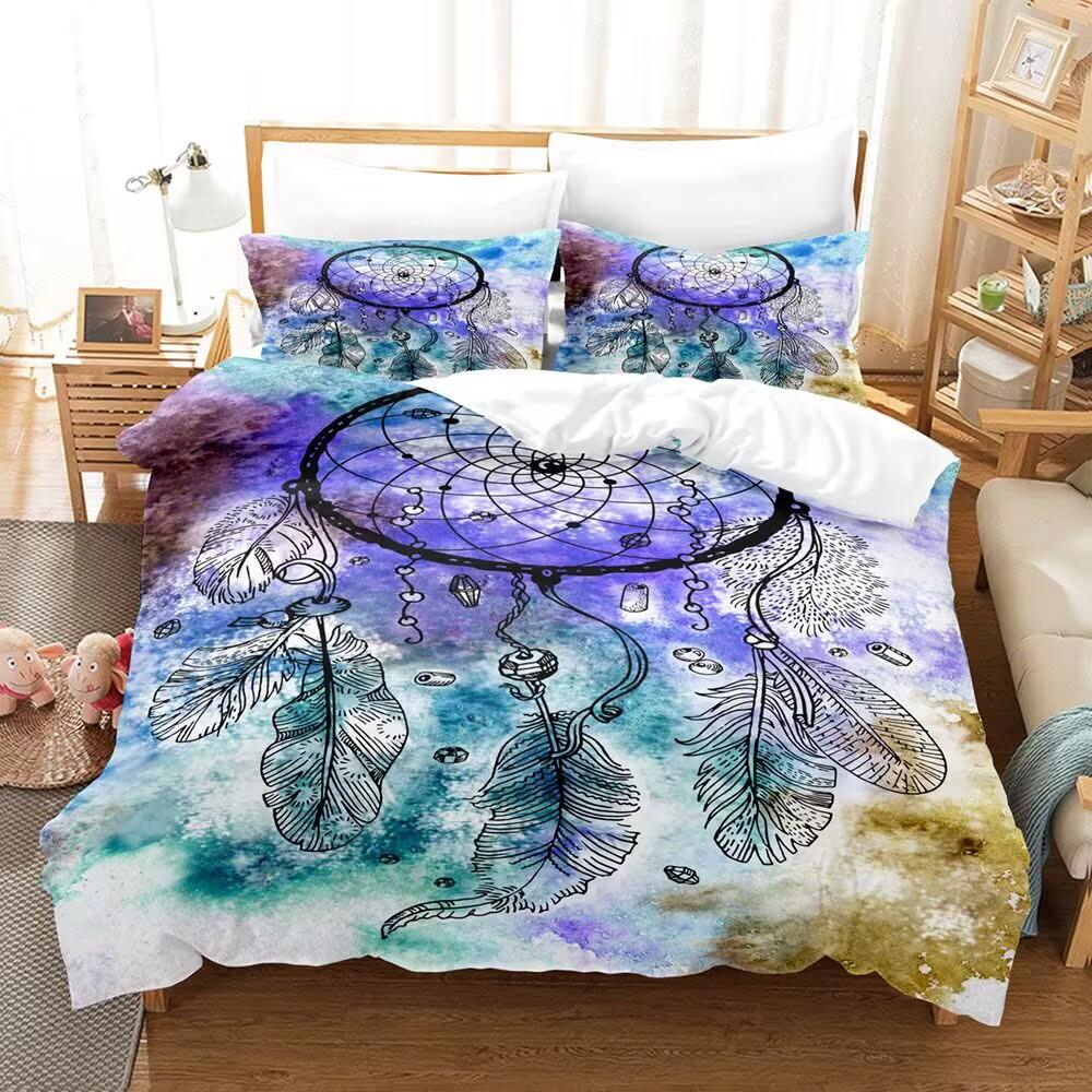 Dream Catcher Bedding Set 3D Printed King Queen Size Ultra-Soft Wrinkle-Free Duvet Cover Girl for Kids Gift Bedroom Decoration