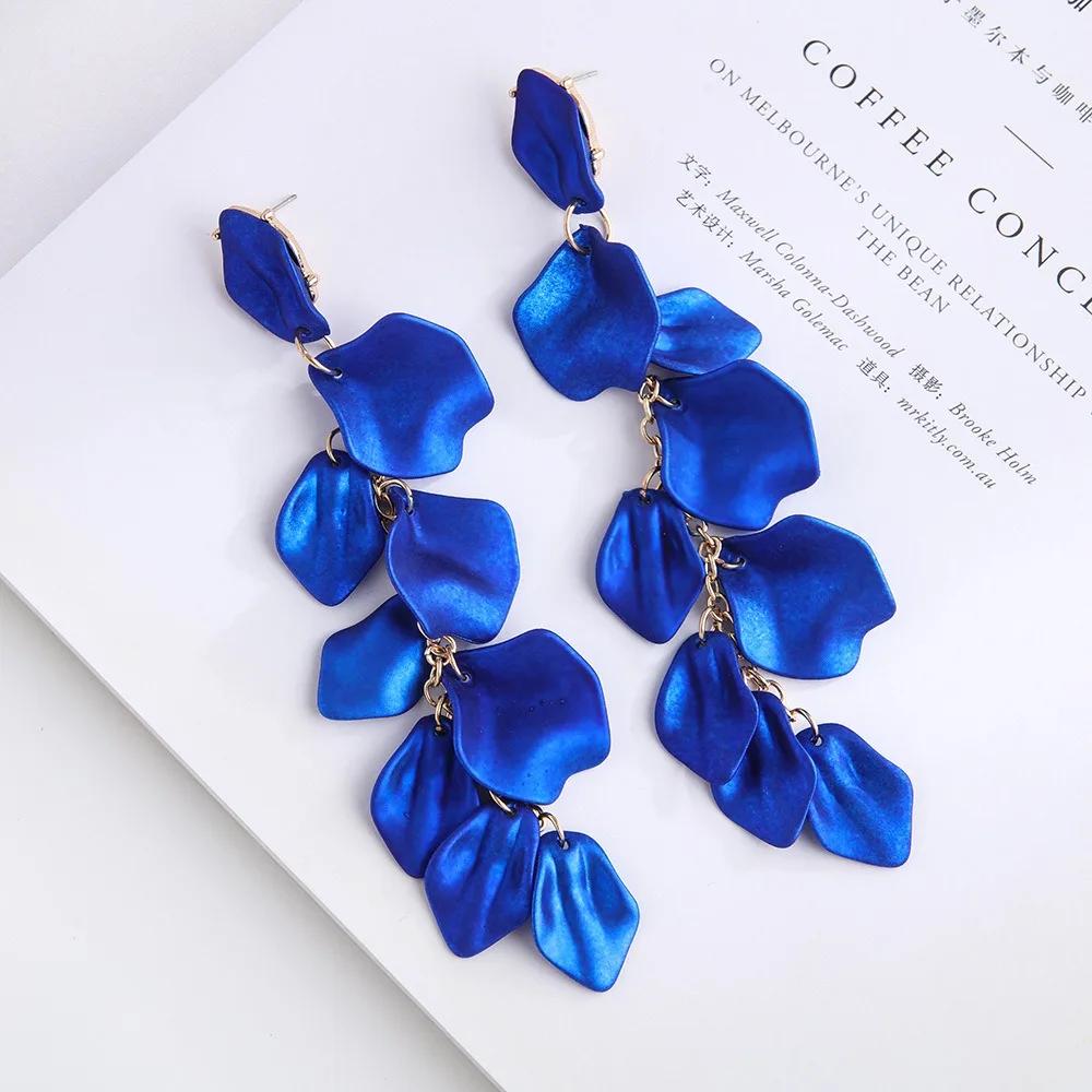 Eleganti Orecchini Pendenti a Petalo e Foglia alla Moda Orecchini Lunghi con Nappe Colorate Retrò Gioielli Esagerati Pendenti per Orecchie Donna