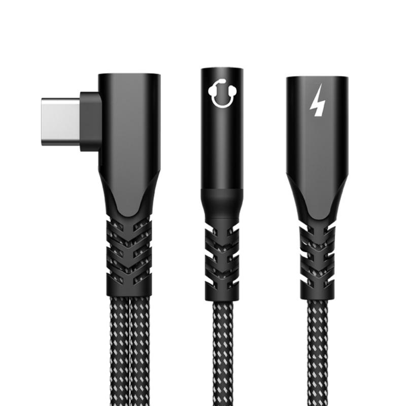 2 in 1 Type C to 3.5mm Sound and PD60W Charging Converters with HiFide Sound and Nylon Braided Cable
