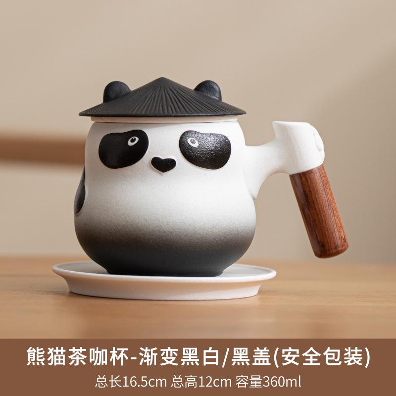 Panda kelímek na bubble tea kávový kelímek domácí keramický hrnek s víčkem kancelářský kelímek pro oddělení čaje s uchem dárková krabička