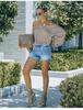2023 Women's High Elastic Mid-Waist Ripped Denim Shorts