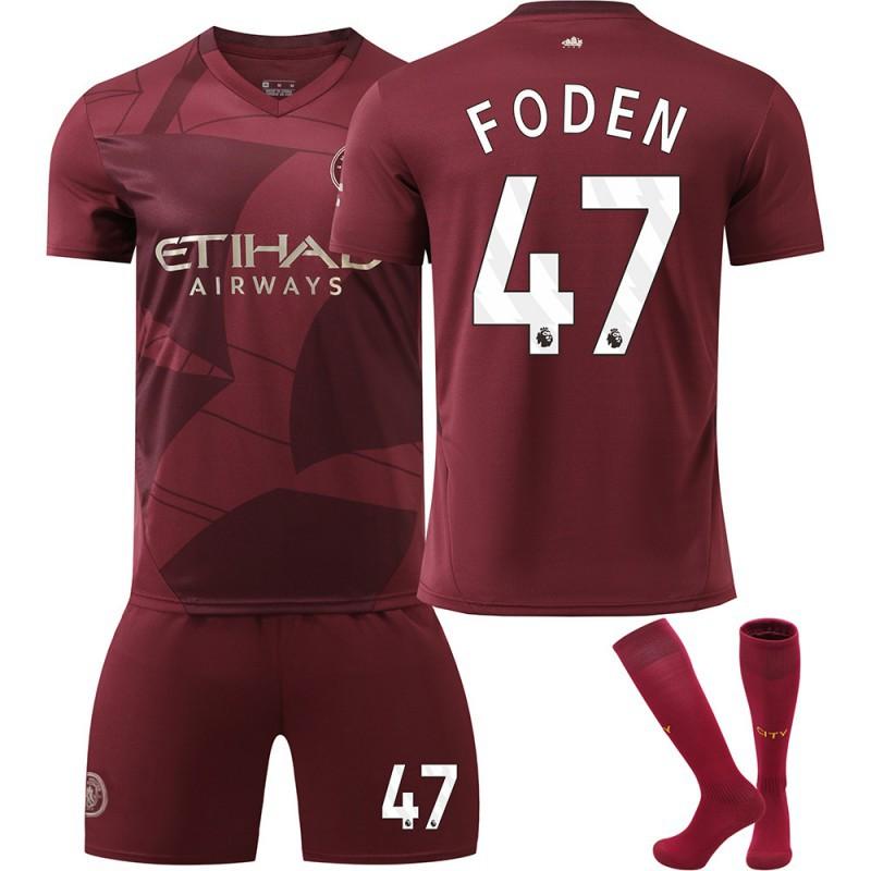 2425 Manchester City Jersey No. 9 Harland 17 De Braunet 10 Gralish Second Away Football Set