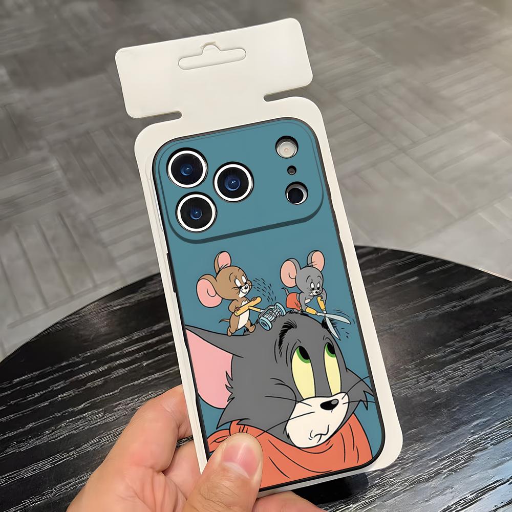 

C-Cartoon T-tom And J-Jerry Phone Case For IPhone 17 Air 16 E Pro Max 15 14 13 Mini 12 Pro 11 Max Plus Black Soft Shell iPhone17 Pro