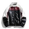 American PU leather jacket velvet men's jacket spring and winter new stand-up collar locomotive clothing versatile trend color matching pu jacket men