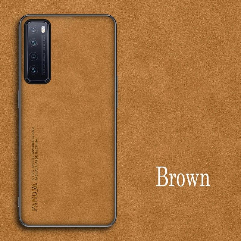 

For Huawei Nova 7 Pro Luxury Sheepskin Leather Shockproof Silicone Case For Huawei Nova 7 Pro 7i SE 7SE Youth Phone Case Cover For Nova 7 коричневый