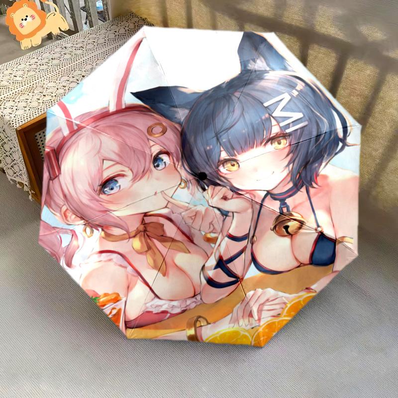 Bride'S Floral Joy Folding Umbrella 8 Paraphenoid Bones Suitable For All Seasons Printing Three Folds Sun Umbrella