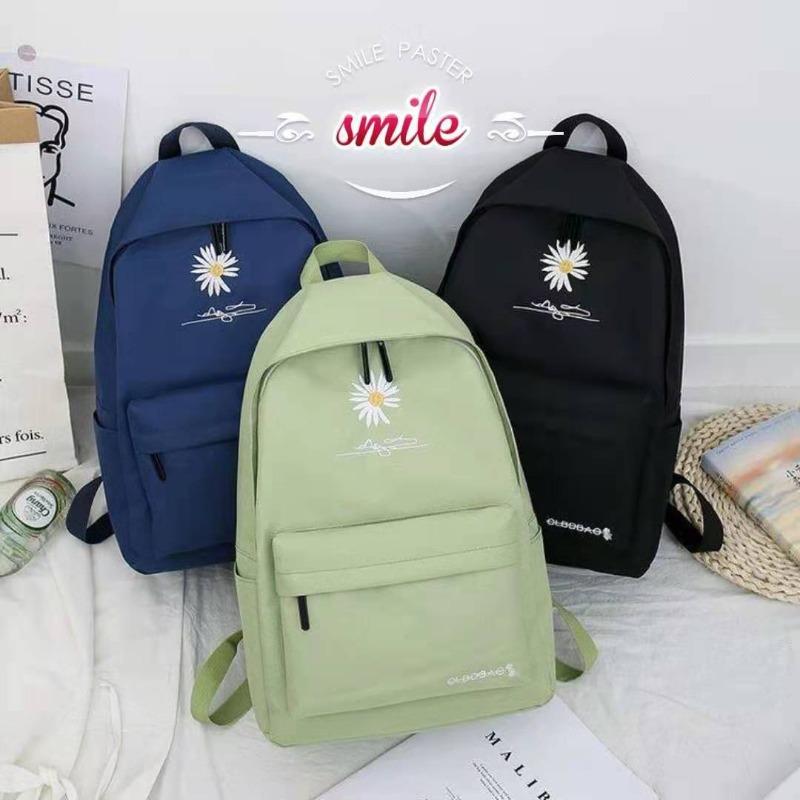 New Student Backpack Export Korean Style Daisy Print Backpack Large Capacity Travel Rucksack