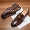 British Fashion Gentleman Pointed Metal Badge Loafers Shoes Men Formal Wedding Prom Dress Homecoming Pageant  Zapatillas Hombre