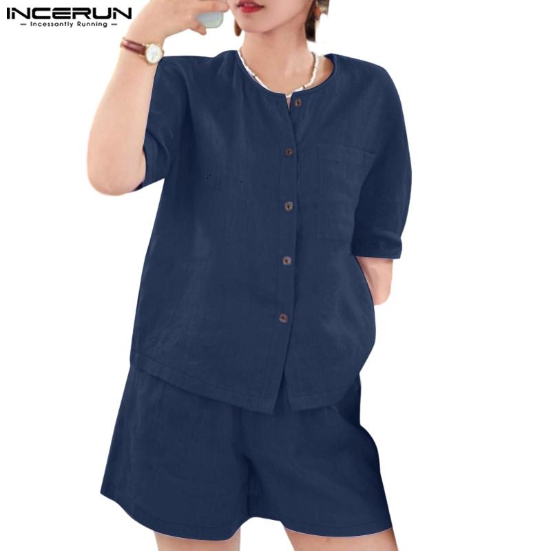 ZANZEA Women Short Sleeve Shirt and Shorts Summer Two Piece Suit Sets