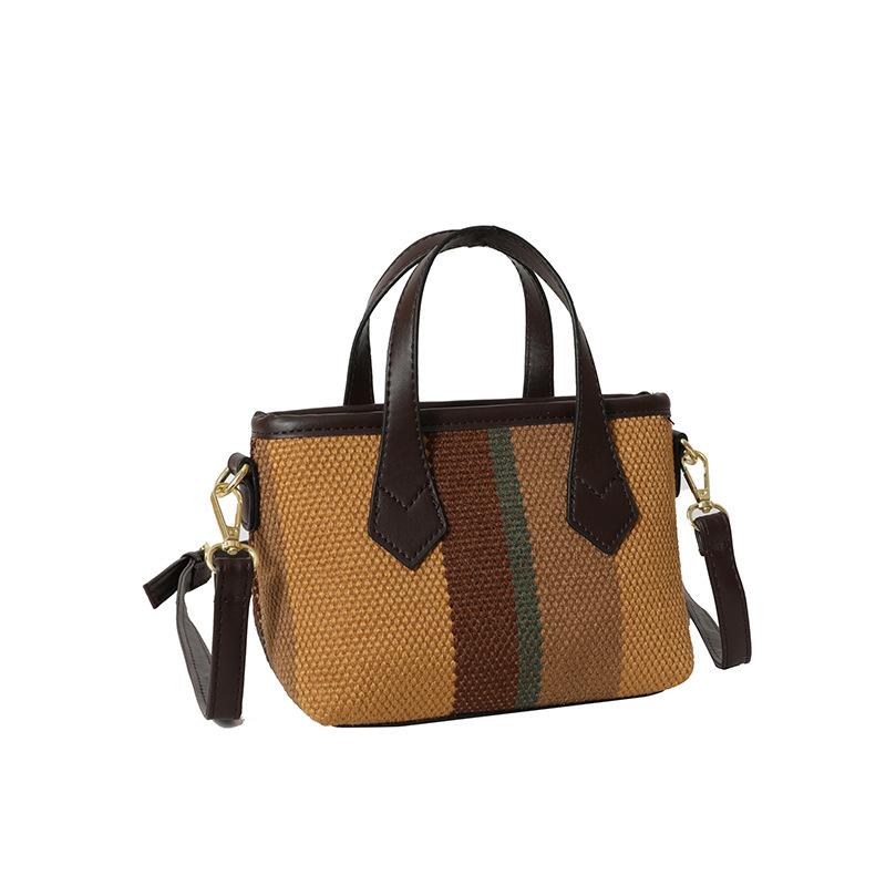 Fashion Handbag Simple Vertical Stripe Large Capacity Bag Casual Trendy Light Shoulder Messenger Bag