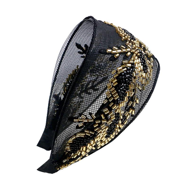 Aesthetic Hair Accessories Wind Beaded Simple Temperament, Bridal Hair Accessories Mesh Breathable Wide-Edge Headband Hair Accessories