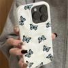 Cute Blue Butterfly Phone Case for iPhone 17 16 Plus 15 14 Pro 13 12 11 Pro Max Air 16E Wave Texture Soft TPU Protective Cover