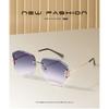 2026New anti-UV frameless plain sunglasses, fashionable for round faces and large faces, slimming and sun-shading glasses for women