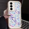 Blue Floral Pattern Case For Samsung Galaxy S25 S24 Ultra Edge S23 S22 Plus S21 FE A34 A54 A15 A35 A55 A16 A26 A36 A56 5G Capa
