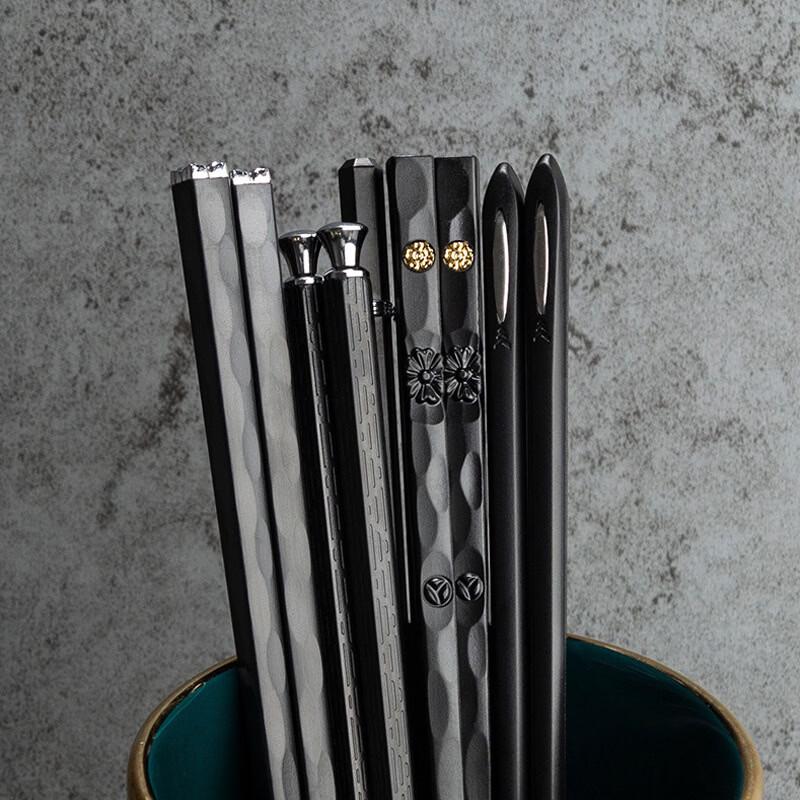 Ru Han Japanese Carved Silver-Tipped Healthy Serving Chopsticks