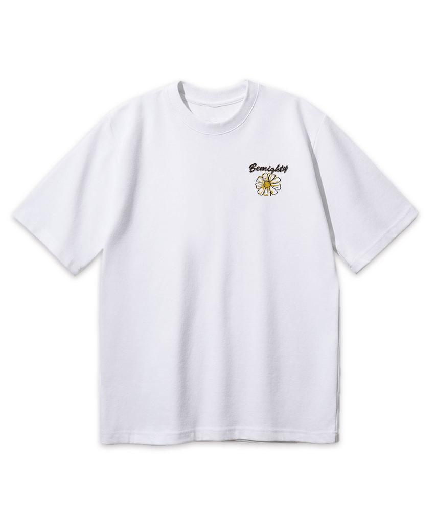BEMIGHTY Stitch Flower Oversized Short Sleeve T-Shirt [Dark Gray]