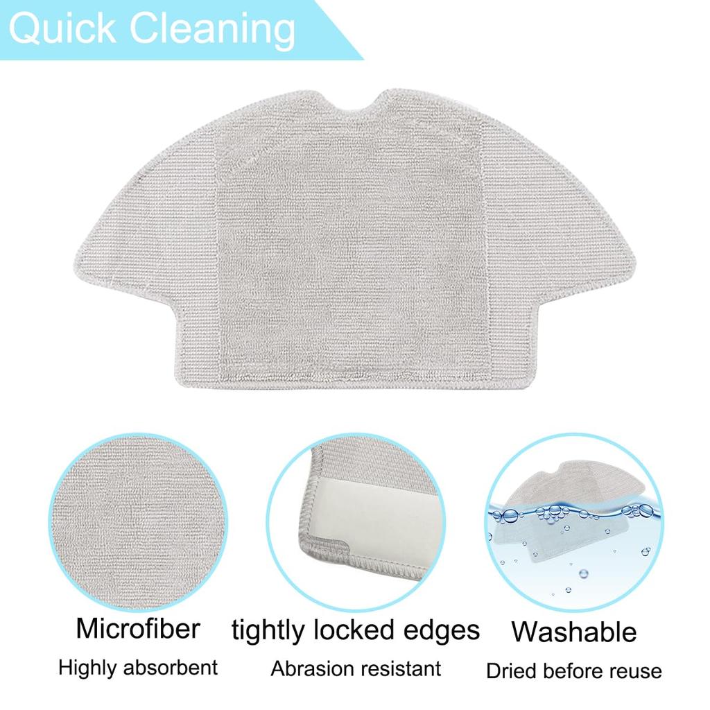 EATBALE Spare Set for 360 S6 Robot Vacuum Cleaner - Rubber 1 Main Brush, 4 Side Brushes, 3 HEPA Filters, 3 Wipe Pads - Replacement Parts Suitable for